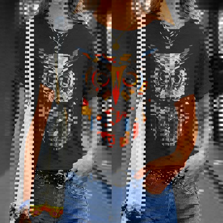 フクロウの恋人のアートワーク Tシャツ 彼女への贈り物