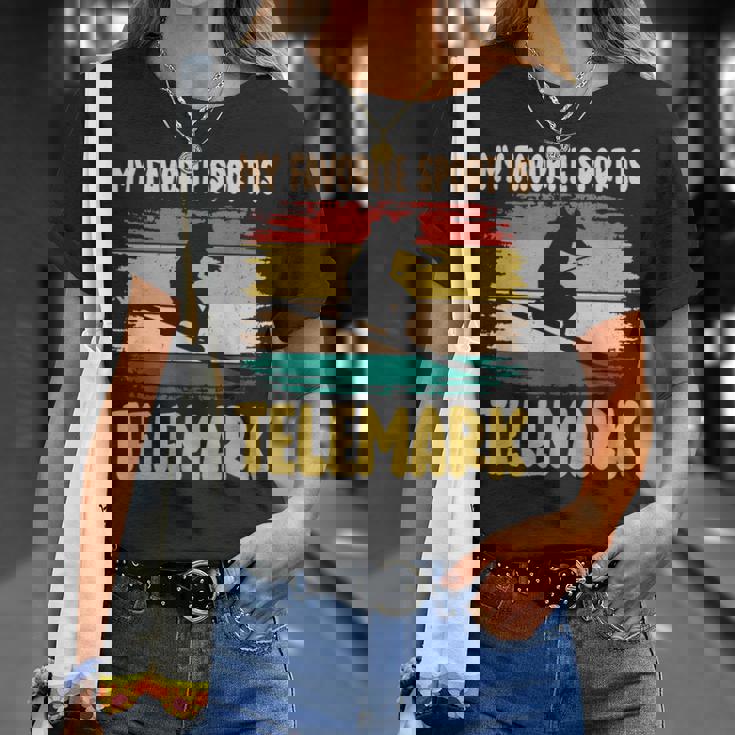 フリーヒールスキー 好きなスポーツはテレマークスキー スキーヤー Tシャツ 彼女への贈り物