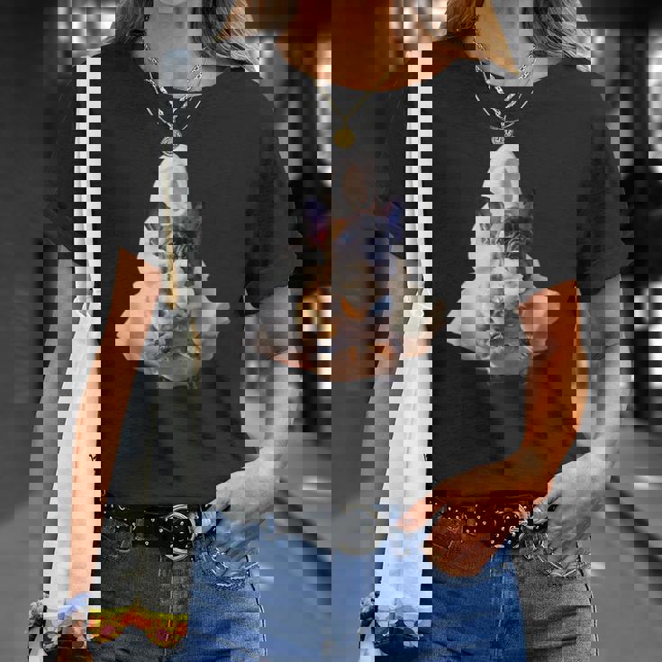 フレンチブルドッグ 犬 アイスクリームを食べる犬 面白い かわいい Tシャツ 彼女への贈り物