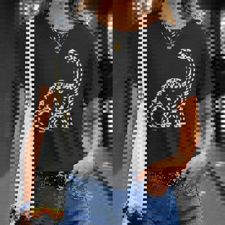 ブラキオサウルス ミニマリスト バッジ パッチライン アート 恐竜 Tシャツ 彼女への贈り物