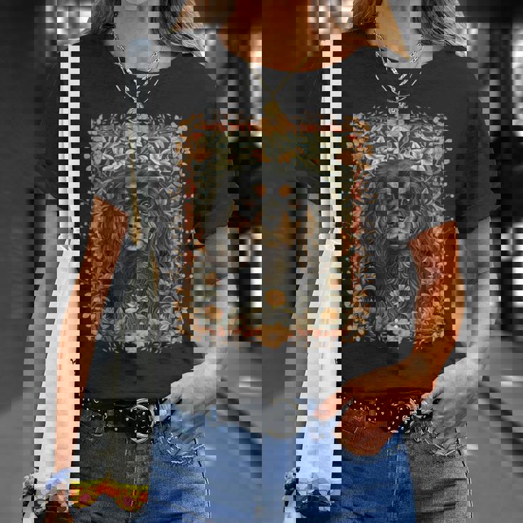 ブラックとタン キャバリア王チャールズ スパニエル ヴィンテージ Tシャツ 彼女への贈り物