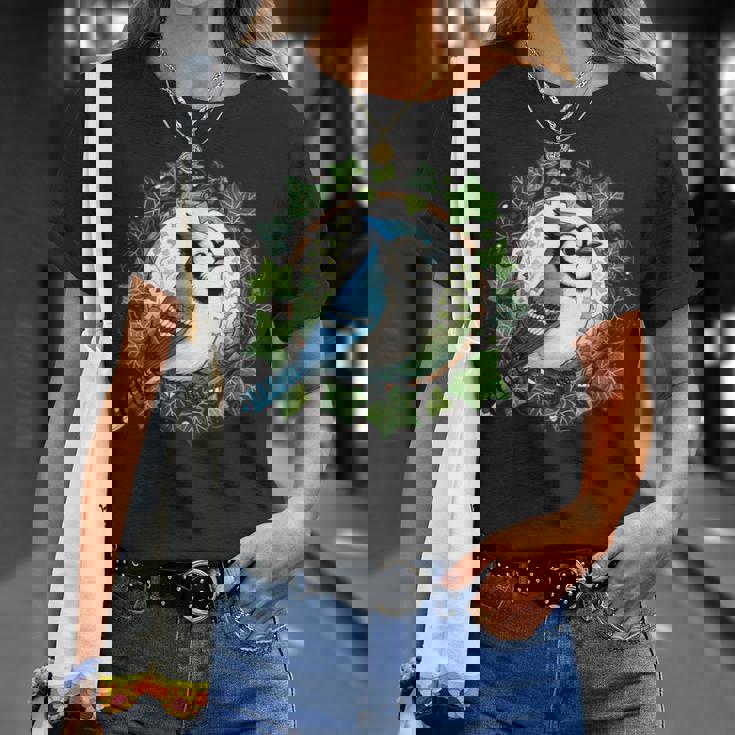 ブルージェイとイングリッシュアイビーバードアートブルージェイズイラスト Tシャツ 彼女への贈り物