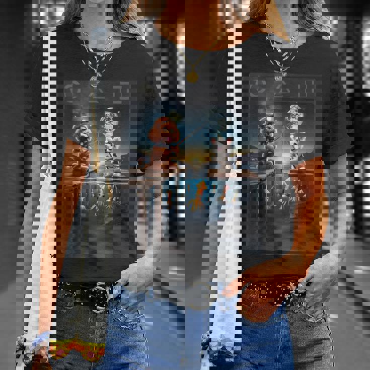 プードルとチワワのユニークなイカ釣りデザイン Tシャツ 彼女への贈り物