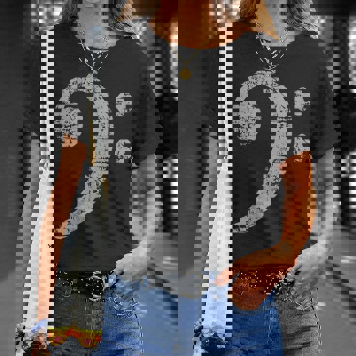 ベースト音記号ヴィンテージグレー ベースシスト低音プレーヤー 長袖tシャツ Tシャツ 彼女への贈り物