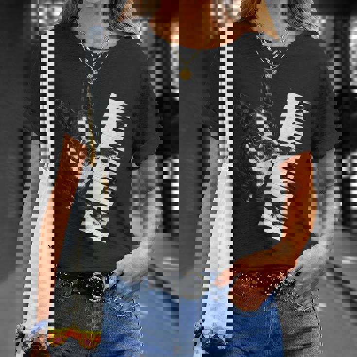 ボストンテリア ピアノ ピアニスト 犬好き Tシャツ 彼女への贈り物