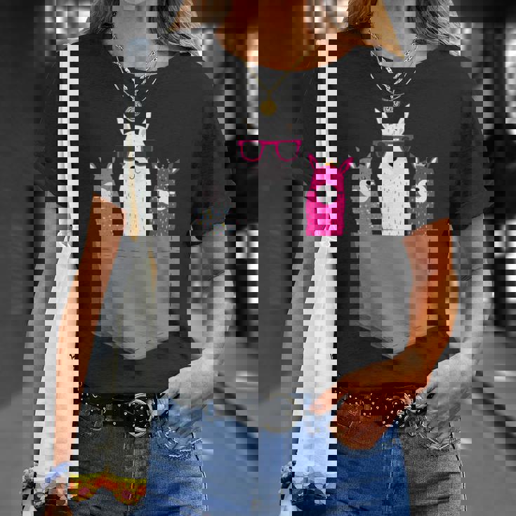 ポケット、アルパカ、ラマのアルパカ。 Tシャツ 彼女への贈り物