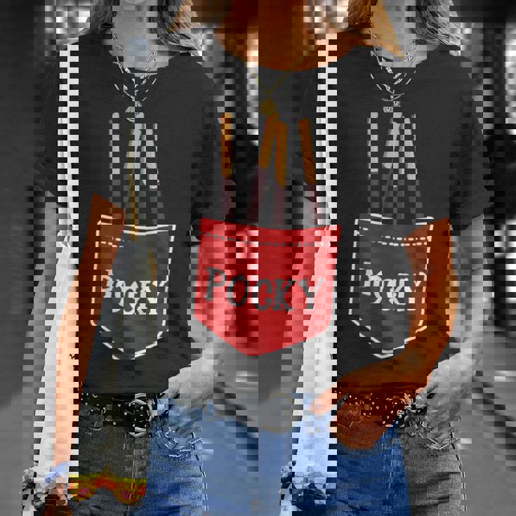 ポッキーポケット チョコレート ジャパン デザート 楽しいギフト Tシャツ 彼女への贈り物