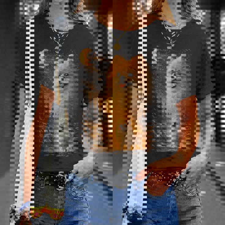 ポメラニアン ハウリング トゥ ザ ムーン ヴィンテージ 90年代 ファニー ペット オーナー Tシャツ 彼女への贈り物