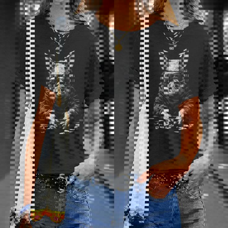 ポーカーで遊ぶ豚 面白い ブラック グラフィック Tシャツ 彼女への贈り物