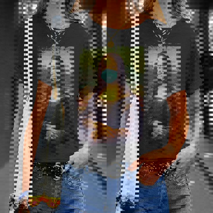 マスク付きモナリザ面白い有名な絵画検疫 Tシャツ 彼女への贈り物