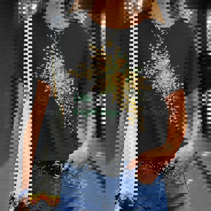 ミモザ 花柄 Little Bright Days ナチュラル 春カラー フラワーデザイン 長袖tシャツ Tシャツ 彼女への贈り物