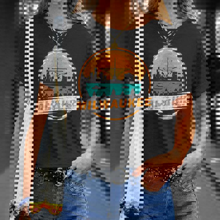 ミルウォーキー スカイライン ランドマーク ミルウォーキー ベイ ヴィンテージ Tシャツ 彼女への贈り物