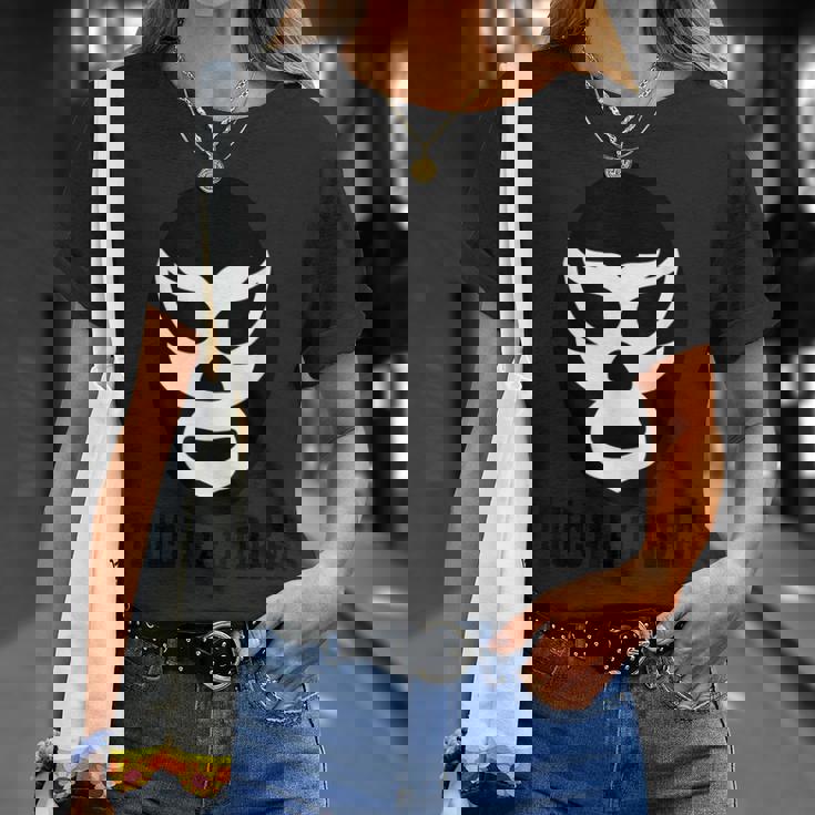 メキシカンルチャドール ルチャリブレ ブラック&ホワイト レスリングマスク Tシャツ 彼女への贈り物