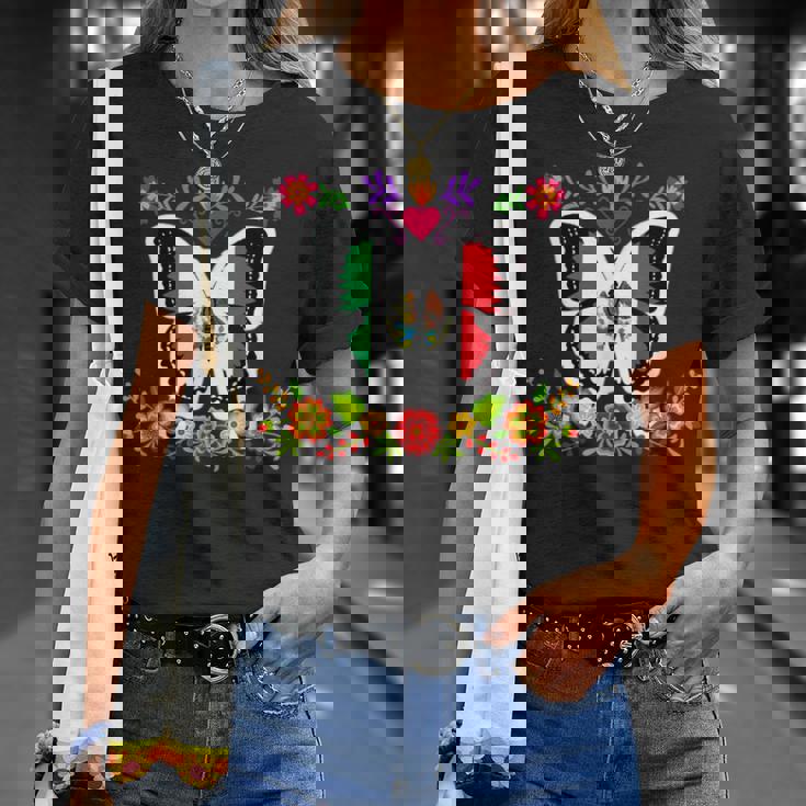 メキシコ独立記念日 バタフライ メキシコ Tシャツ 彼女への贈り物