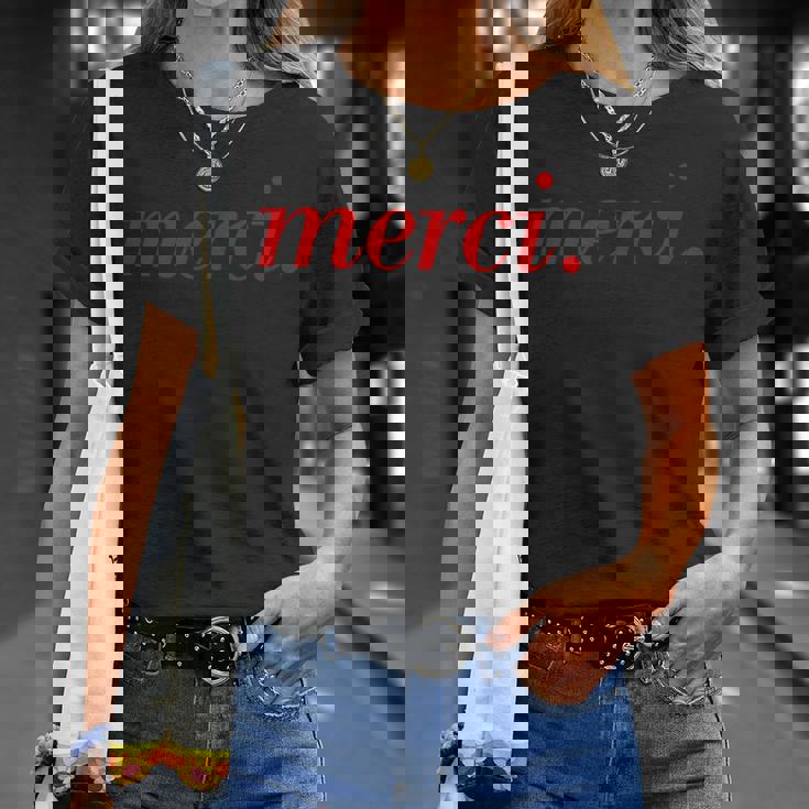 メルシーフランス語フランス旅行パリ。 Tシャツ 彼女への贈り物