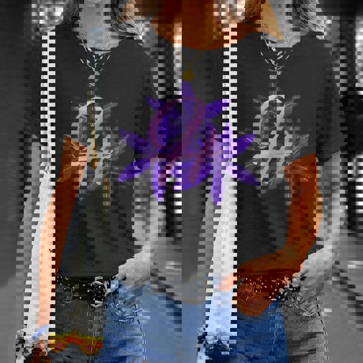 ライラック イニシャル H モノグラム パープル フローラル Tシャツ 彼女への贈り物