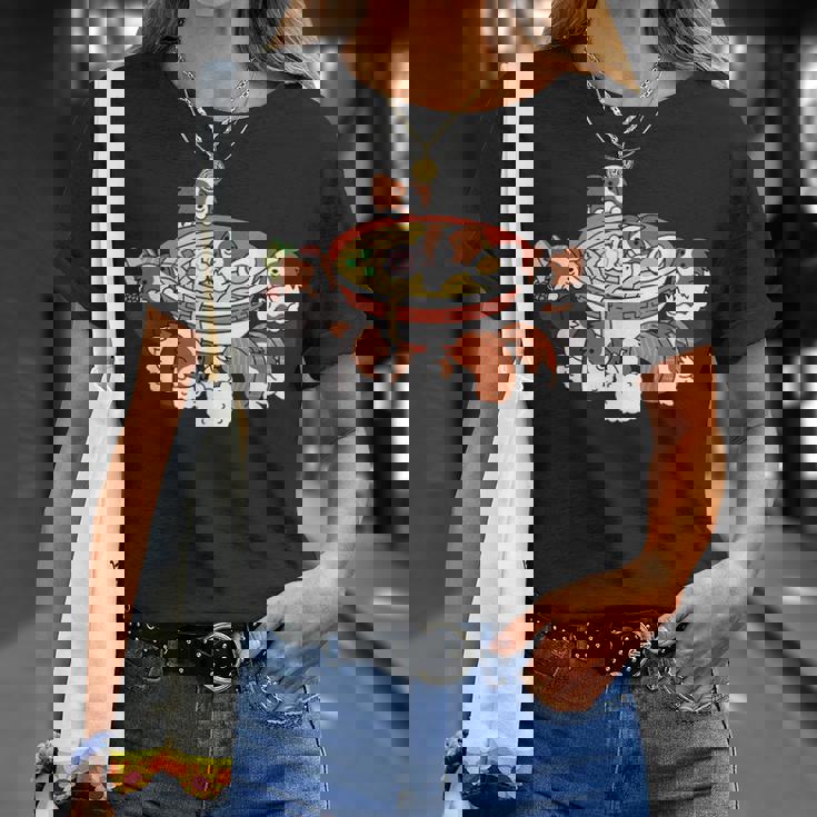 ラーメン寿司パピヨン犬 Tシャツ 彼女への贈り物