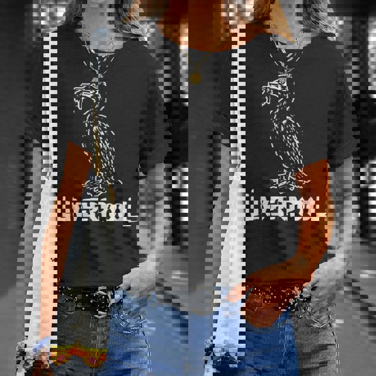 リバプール イングランド リバード Zine インク ホワイトプリント Tシャツ 彼女への贈り物