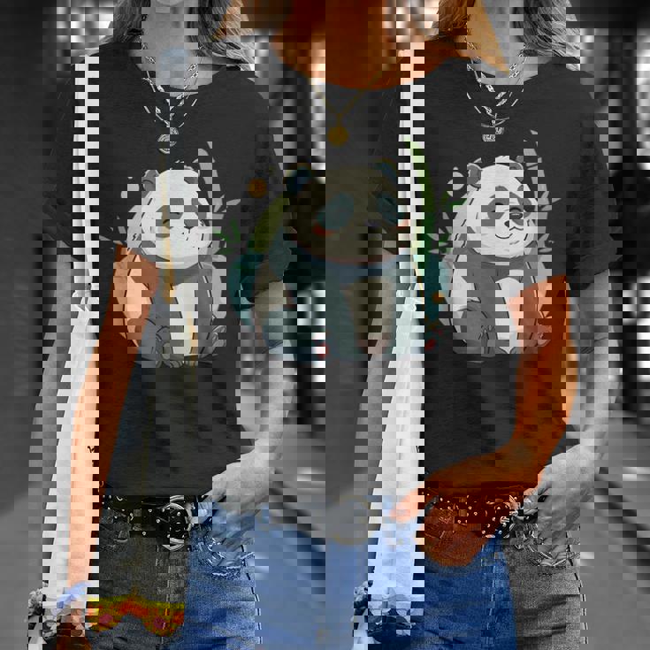 リラックス竹林ぽっちゃりパンダ美学 Tシャツ 彼女への贈り物