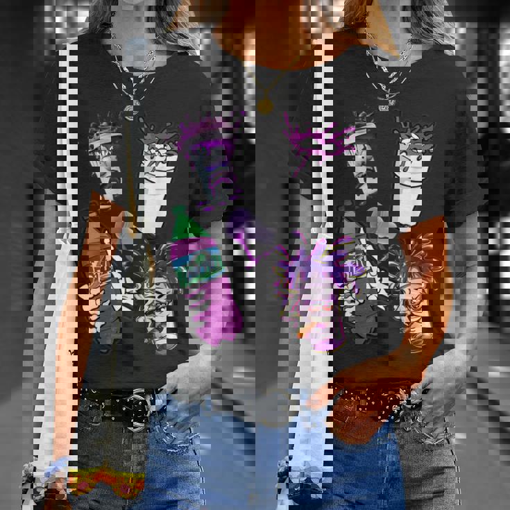 リーンシャツ、パープルドランク、ダーティダブルカップ、リーンラインスモーク Tシャツ 彼女への贈り物