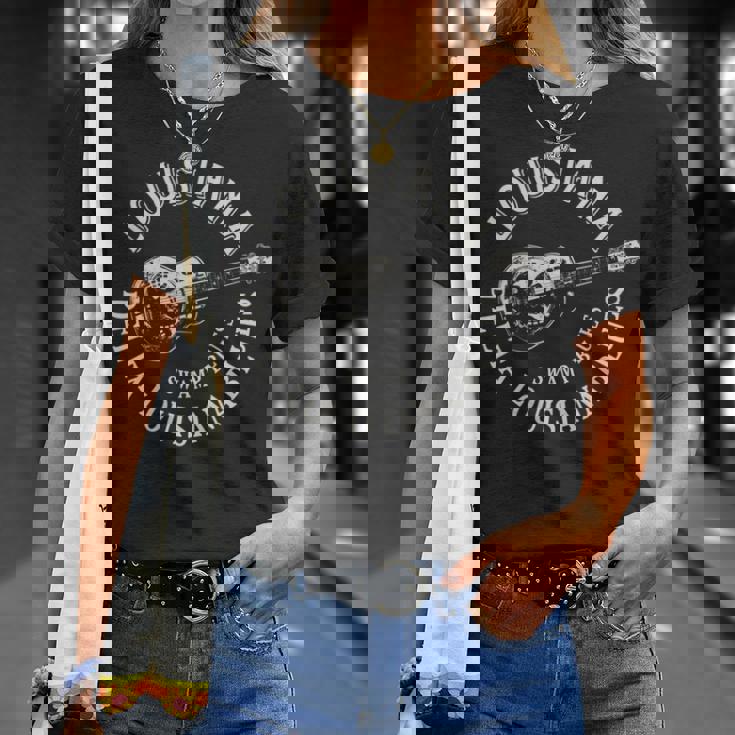 ルイジアナ スワンプ ブルースアメリカンギター 音楽 ビンテージ 長袖tシャツ Tシャツ 彼女への贈り物