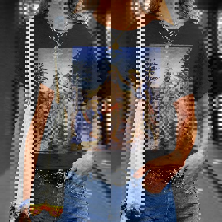 レオナルド ダヴィンチ 面白いtシャツ アート キリストの洗礼 聖書 絵画 メンズ 面白い 服 美術 ネタ Tシャツ 彼女への贈り物