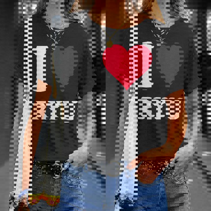 レッドハート I Love Ryu Tシャツ 彼女への贈り物