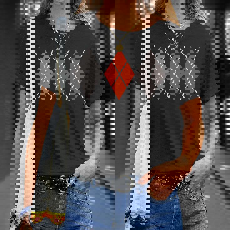 レトロ アーガイル ロカビリー 長袖tシャツ Tシャツ 彼女への贈り物