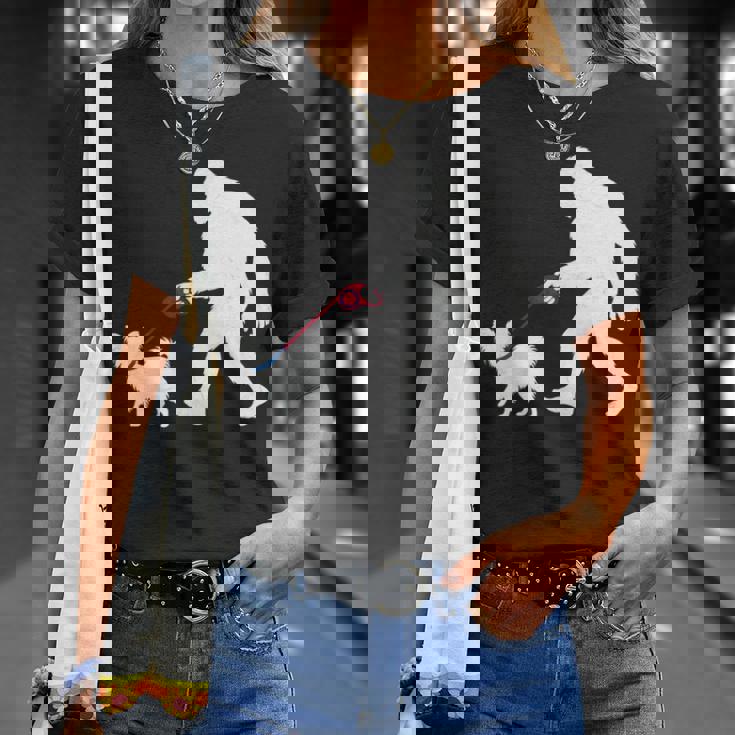 レトロ ビッグフット ウォーキング パピヨン 犬 面白い サスカッチ 長袖tシャツ Tシャツ 彼女への贈り物