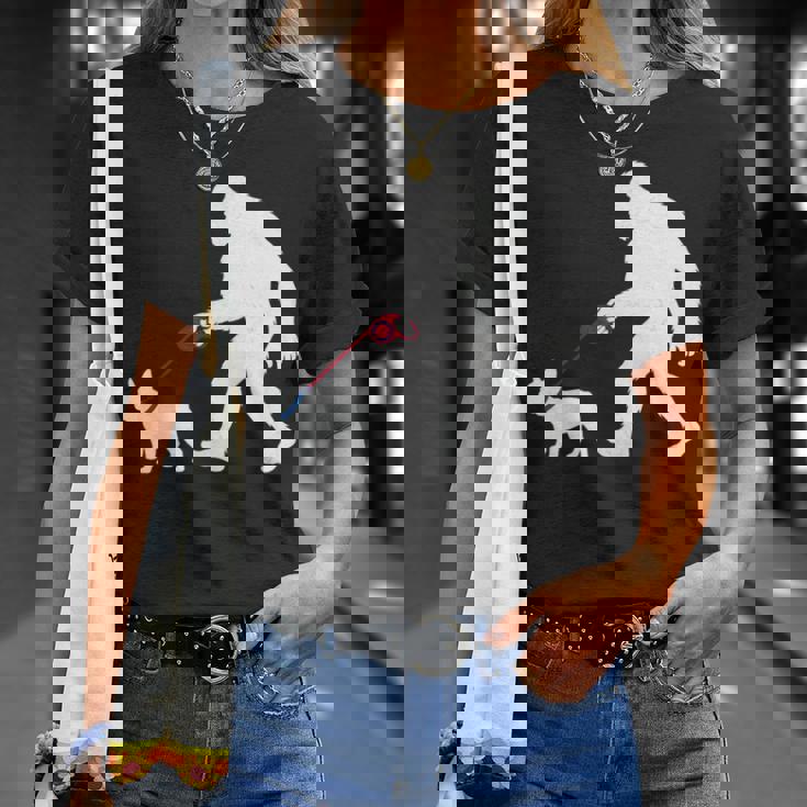 レトロ ビッグフット ウォーキング フレンチブルドッグ ファニー サスカッチ 長袖tシャツ Tシャツ 彼女への贈り物