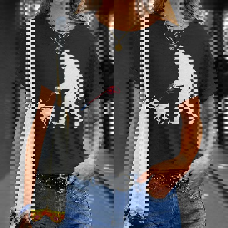 レトロ ビッグフットウォーキング 杖 コルソ 犬 面白い サスカッチ 長袖tシャツ Tシャツ 彼女への贈り物