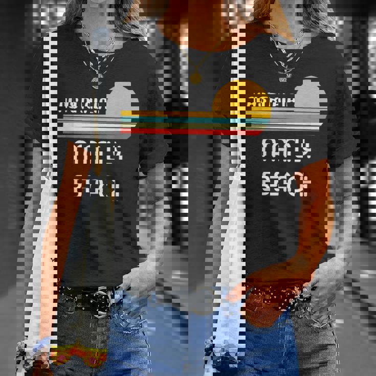 レトロ マンリービーチ オリジナル オーストラリア ヴィンテージ 70年代サンセット アート Tシャツ 彼女への贈り物