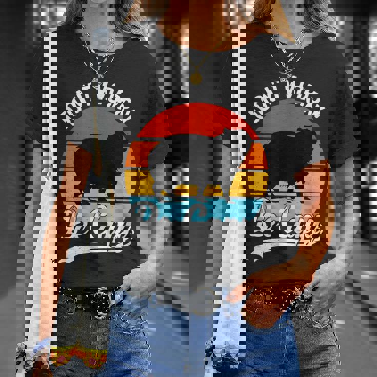 レトロ 面白い カピバラ Don't Worry Be Capy Tシャツ 彼女への贈り物