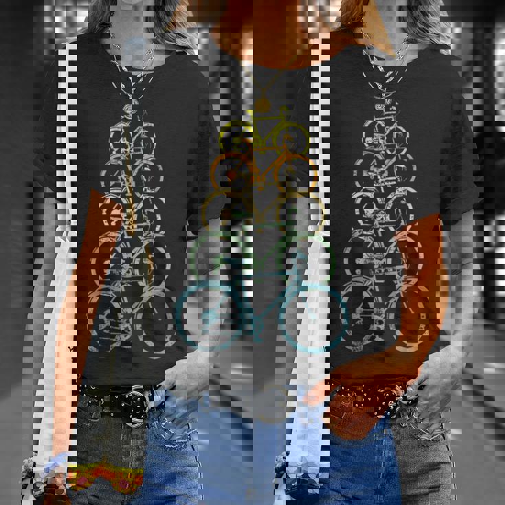 レトロビンテージ自転車モチーフの自転車モチーフ。 Tシャツ 彼女への贈り物