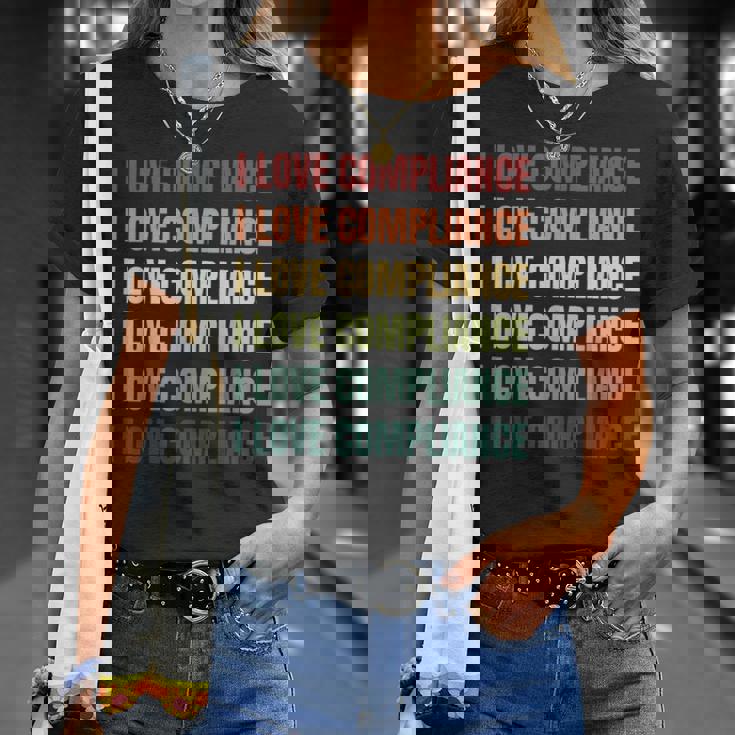 レトロ私はコンプライアンスが大好きです Tシャツ 彼女への贈り物