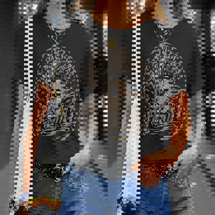 ロカビリーネバーダイスカルバーバーロッカー美容師 Tシャツ 彼女への贈り物