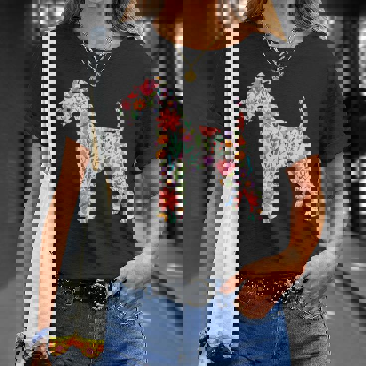 ワイヤーフォックステリア 水彩フラワーデザイン 長袖tシャツ Tシャツ 彼女への贈り物