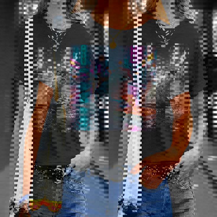 ヴィンテージ カワウソ キッズ Her Mom Dad ピザ ミーム 幼児 レトロ 長袖tシャツ Tシャツ 彼女への贈り物