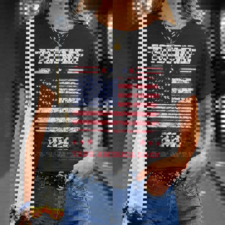 ヴィンテージ ドナルド トランプ 2024 テイク アメリカ バック 長袖tシャツ Tシャツ 彼女への贈り物