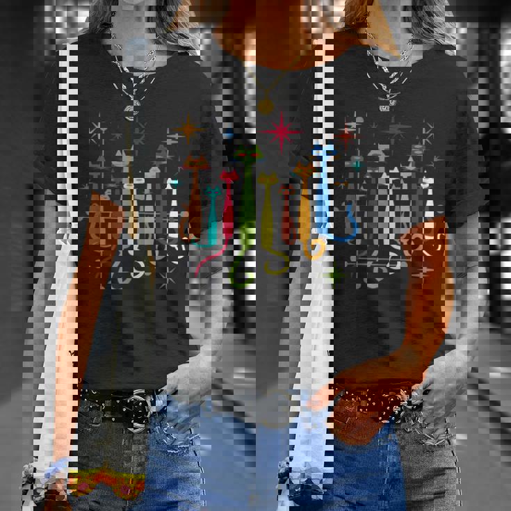 ヴィンテージ レトロ ミッドセンチュリー モダンルック 猫 50年代 60年代スタイル Tシャツ 彼女への贈り物