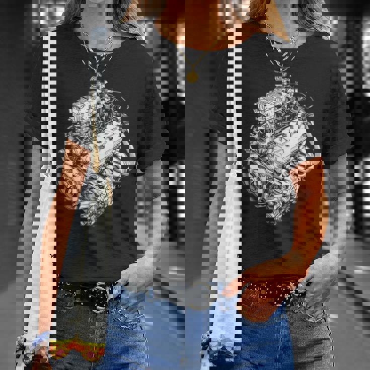 ヴィンテージカーエンジンコンポーネント 青写真 図 メンズグラフィック 長袖tシャツ Tシャツ 彼女への贈り物