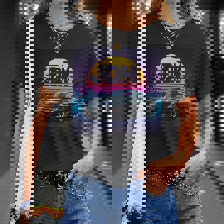 ヴェイパーウェーブ レトロ サンセット Jdm レジェンドカー 日本国内市場 長袖tシャツ Tシャツ 彼女への贈り物