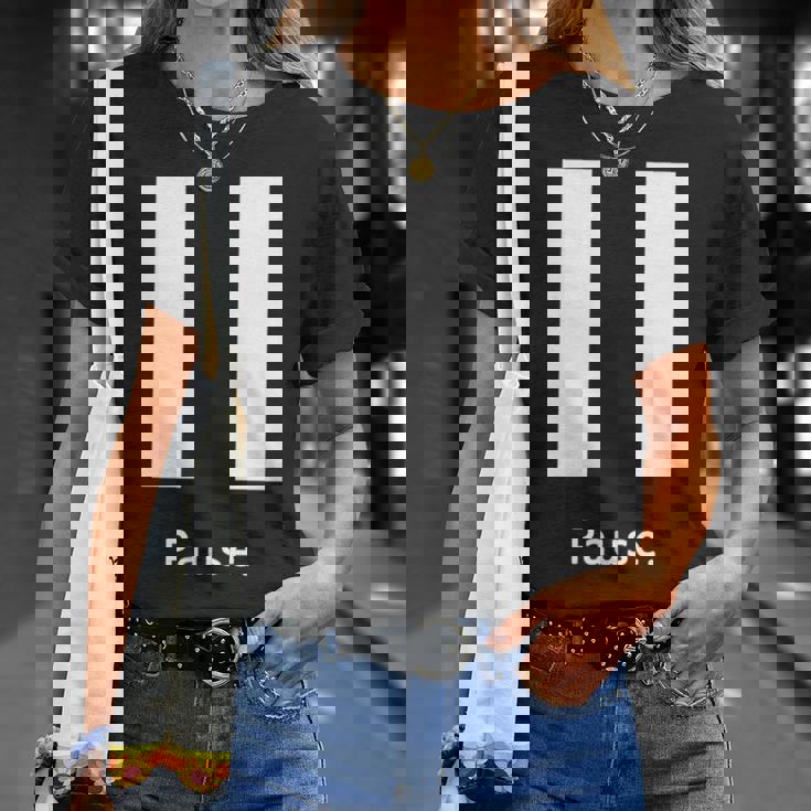 一時停止ボタン 長袖tシャツ Tシャツ 彼女への贈り物