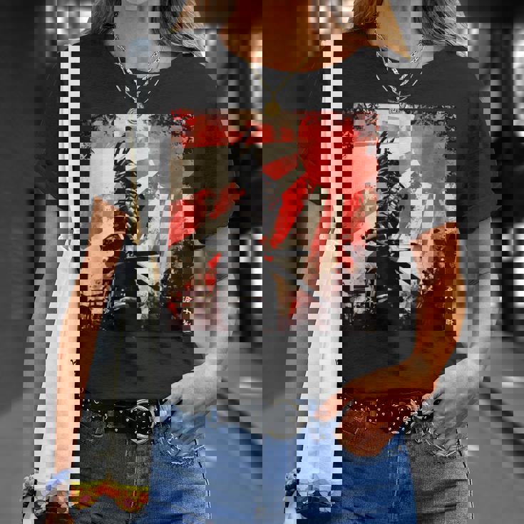 侍 日本のレトロアート 武士道 ヴィンテージ戦士 Tシャツ 彼女への贈り物