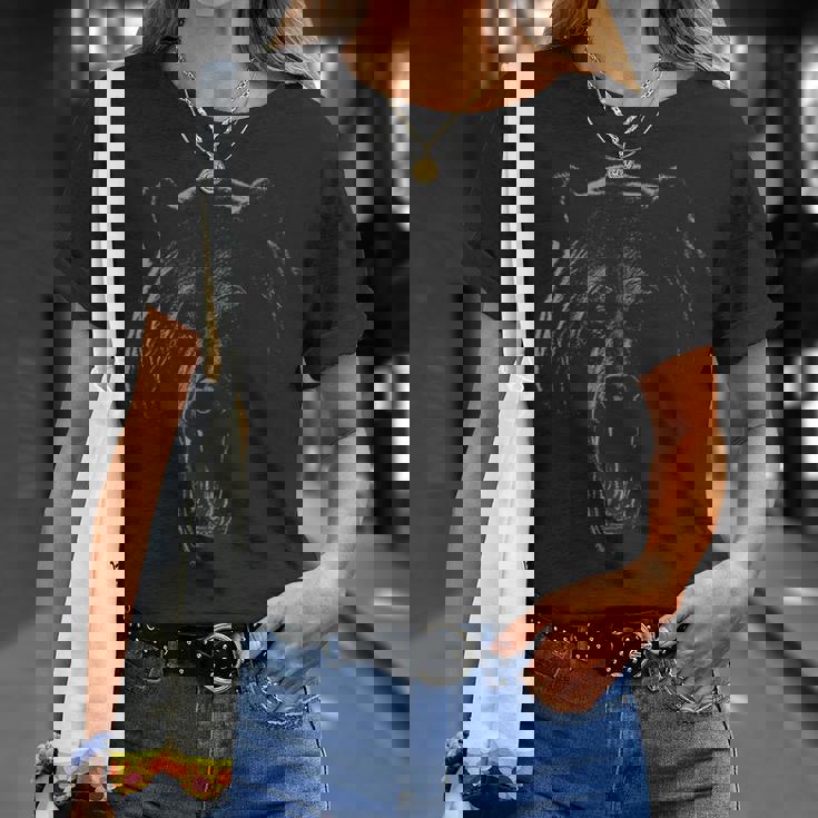 動物愛好家のための怒っているクマの顔グラフィックシャツ Tシャツ 彼女への贈り物