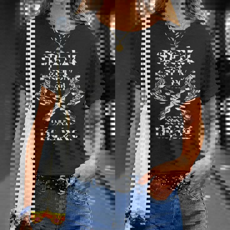 北欧戦士 衣装 バイキング 文化 バイキング 斧 北欧神話 長袖tシャツ Tシャツ 彼女への贈り物