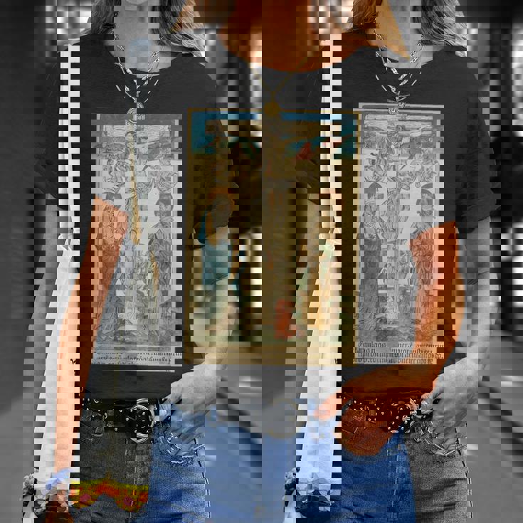 十字架上のイエス 中世美術 キリスト教 カトリック Tシャツ 彼女への贈り物