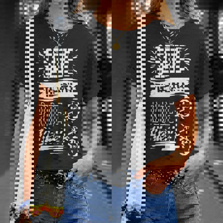 地球を救おう 自転車に乗ろう Tシャツ 彼女への贈り物