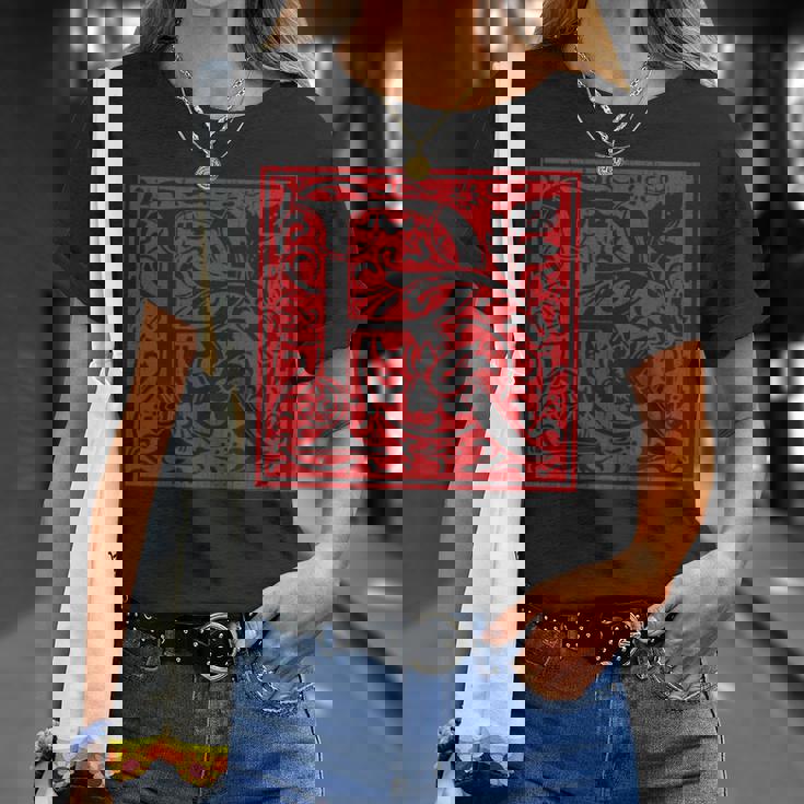 大文字 R ヴィンテージ フローラル イニシャル モチーフ レトロ アルファベット 長袖tシャツ Tシャツ 彼女への贈り物