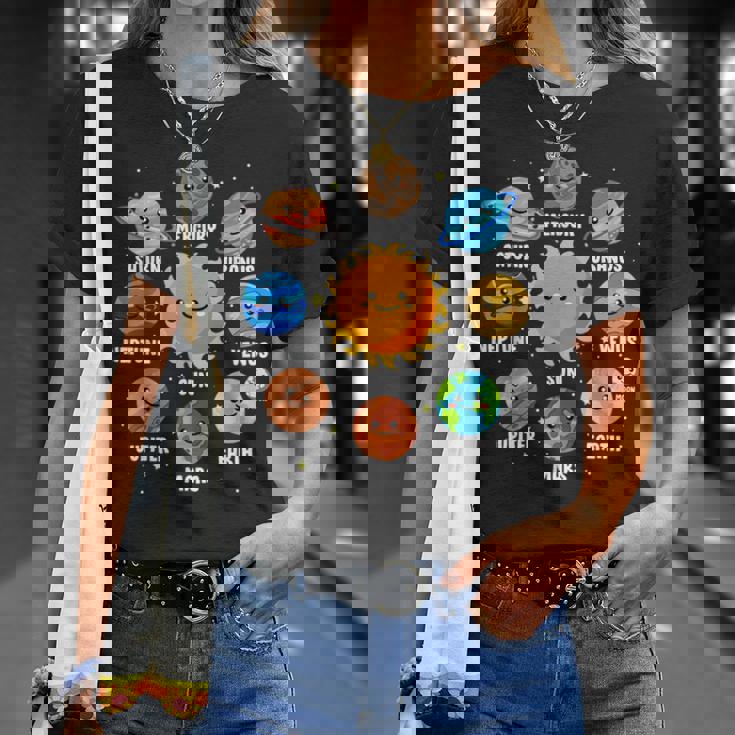 太陽系 9つの惑星 かわいい惑星 恋人 宇宙 天文学 Tシャツ 彼女への贈り物